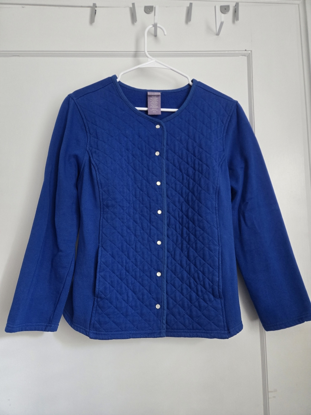 Laura Scott Quilted Snap-Front Jacket in Royal Blue